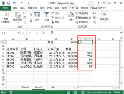 Excel2013怎么设置数据以百万单位显示?
