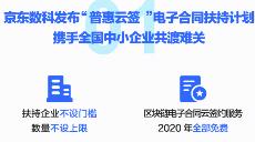 京东数科推出“普惠云签”扶持计划 免费为中小企业提供区块链电子合同服务