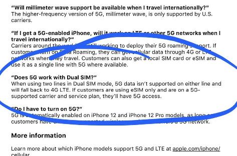国行 iPhone 12 系列支持双卡模式下使用5G网络