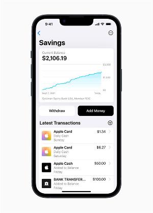 苹果 Apple Card 用户将能从高盛开立一个新【高收益】储蓄账户 自动存钱