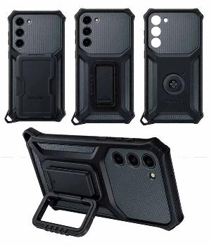 Galaxy S23 系列保护套：背面配有 4 个金属接触点，可以连接各种配件