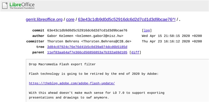 LibreOffice 7 将不再支持 Adobe Flash