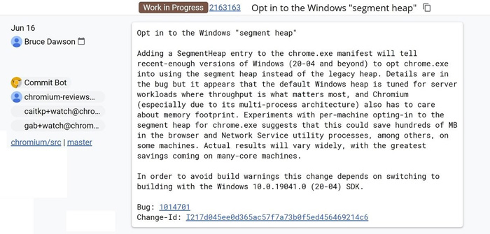 谷歌：将利用 Win10 2004 新功能减少 Chrome 浏览器内存占用