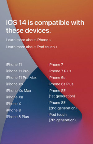 iOS 14支持哪些设备