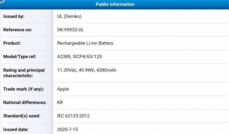 苹果 iPhone 12 Pro Max 电池容量曝光：4380mAh