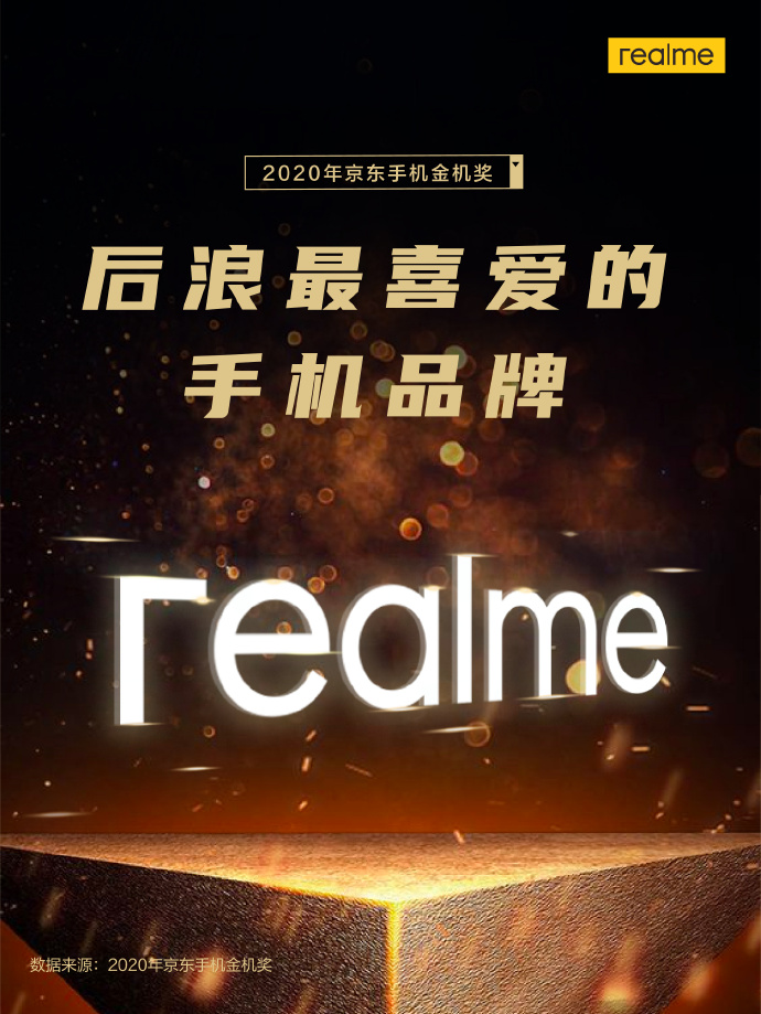 京东大数据显示，realme成后浪最喜爱的手机品牌