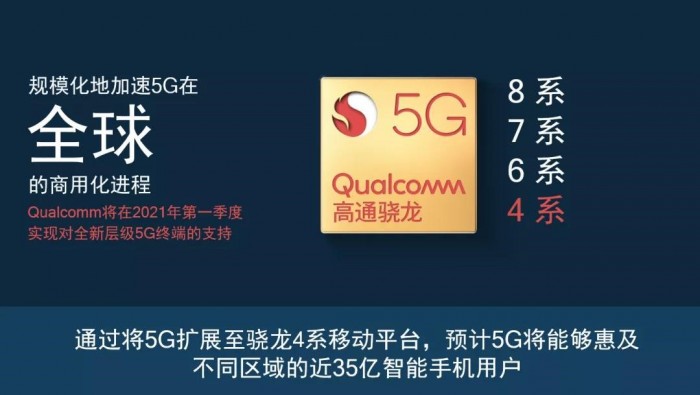 高通宣布5G扩展至骁龙4系：小米OPPO等成第一批支持厂商
