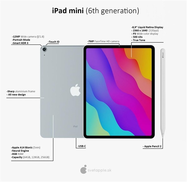 苹果iPad mini 6高清图来了:真全面屏+指纹验证一个都少了