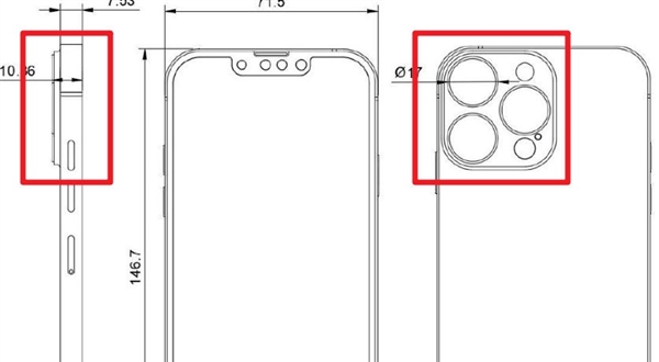 iPhone 13 Pro系列设计图曝光：巨大的后摄占背部一半多宽度