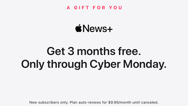苹果Apple News+服务为新用户提供三个月的免费试用