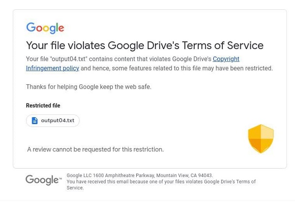 谷歌网盘 Google Drive 提醒用户存在可疑文件？存在判断错误！