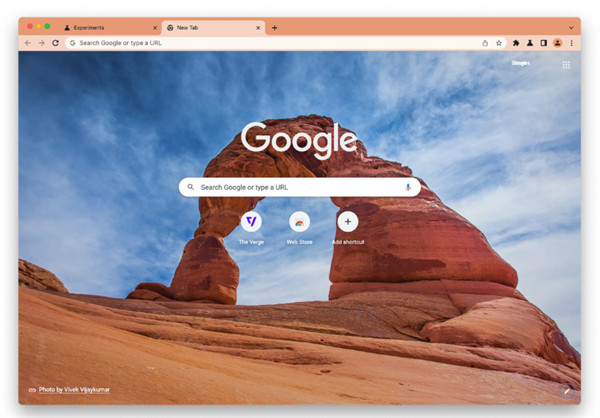 谷歌 Chrome 浏览器增加新功能：打开新标签时显示的壁纸自动选择浏览器的配色