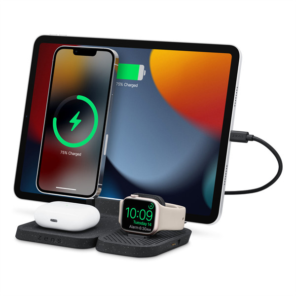 苹果 Zens 充电配件，用于 iPhone、iPad、AirPods和 Apple Watch 模块化四合一充电充电站