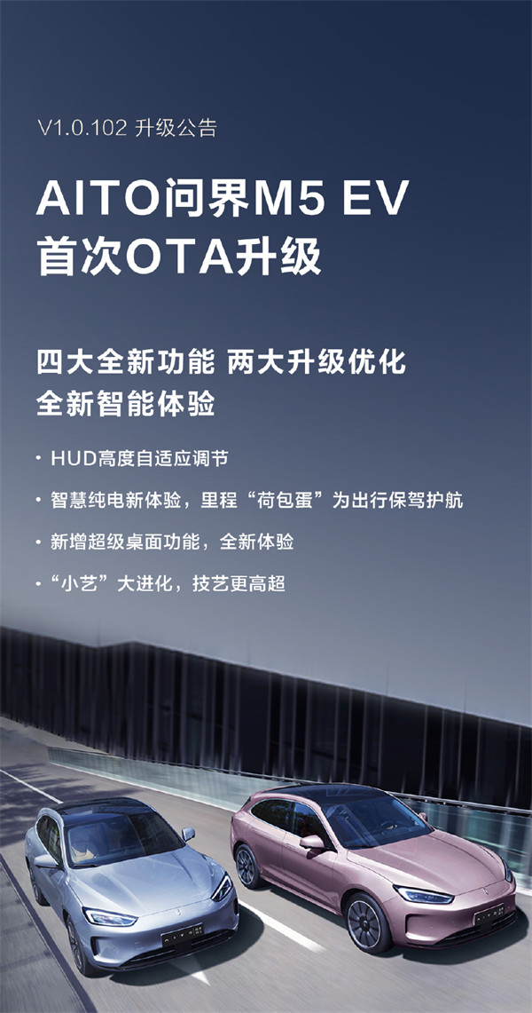 AITO 问界 M5 EV 首次 OTA 升级：四大全新功能，多款影音 App