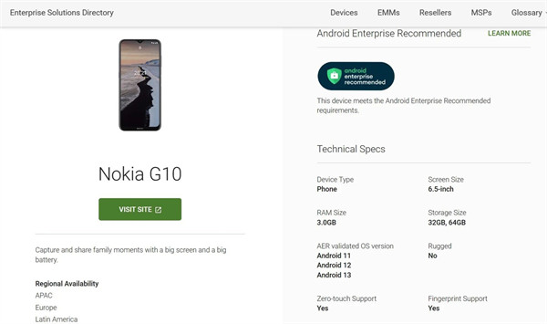 Nokia G10 确认适配可升级安卓 13 系统，可升级安卓 13 的诺基亚品牌机型达到 8 款