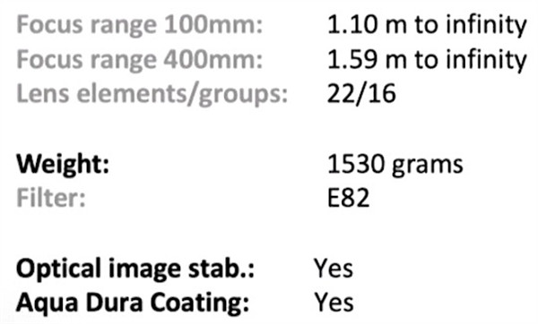 徕卡 VARIO-ELMAR-SL 100-400mm f / 5-6.3 镜头曝光