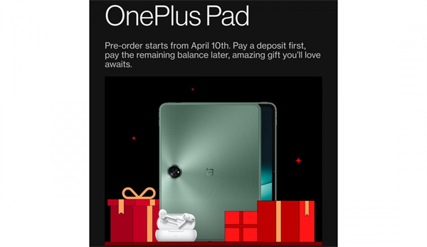 一加OnePlus Pad平板电脑海外将于 4 月 10 日开启预订