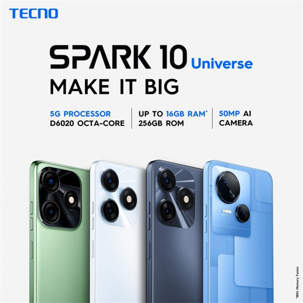 传音 Tecno Spark 10 系列手机将于 3 月 23 日发布，搭载天玑 6020 芯片