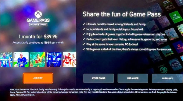 广告暗示：微软即将推出 Xbox Game Pass Friends & Family 订阅计划