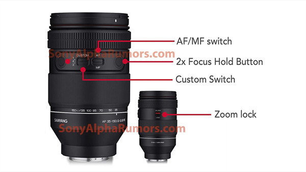 森养 AF35-150mm F2-2.8 FE 镜头参数曝光：重量约 1224g，长度 157mm