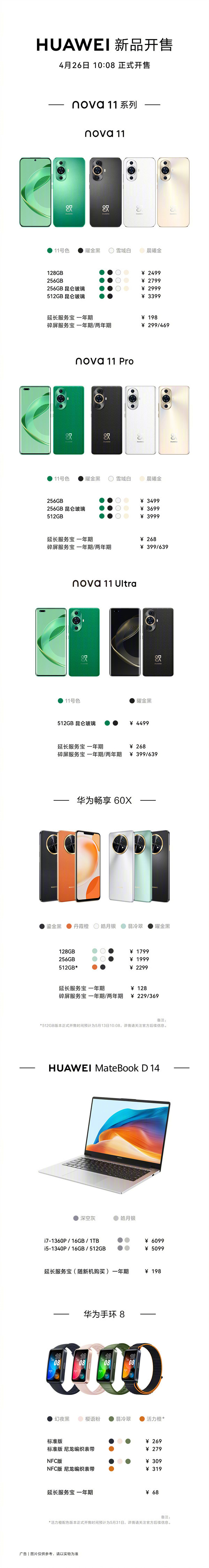 华为 nova11 系列手机开售，首发价 2499 元起