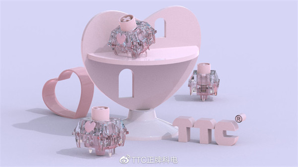 TTC 发布爱心轴 V2，淡雅粉色爱心 3D 凸起设计