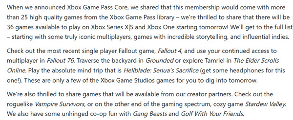 微软 Xbox Game Pass Core 服务今天上线
