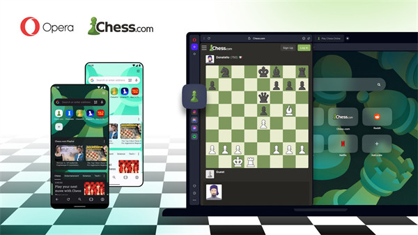 Opera 浏览器与 ChessNaN 合作推出内置国际象棋游戏的定制版浏览器