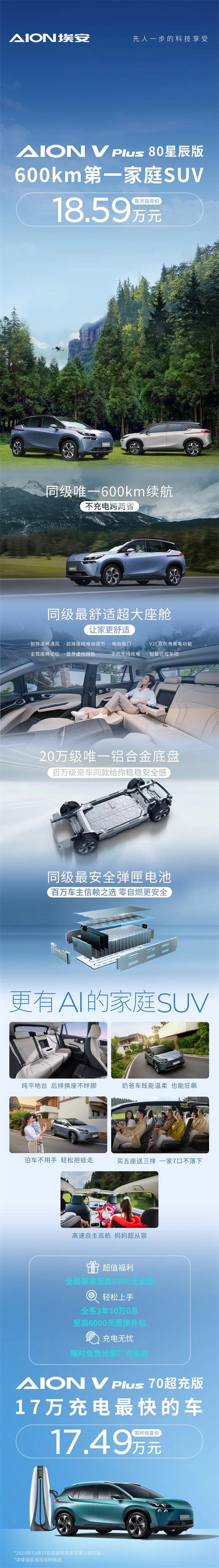 埃安 AION V Plus 新增 80 星辰版车型，指导价 18.59 万元