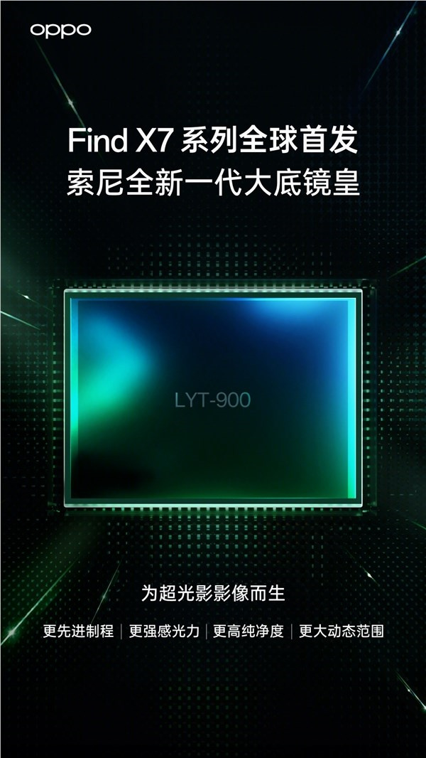OPPO Find X7首发索尼 LYT-900传感器